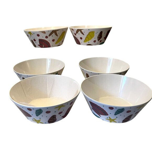 Temptations By Tara Melamine Seashells Tailgate Summer Beach Party Set of Six - Picture 2 of 9